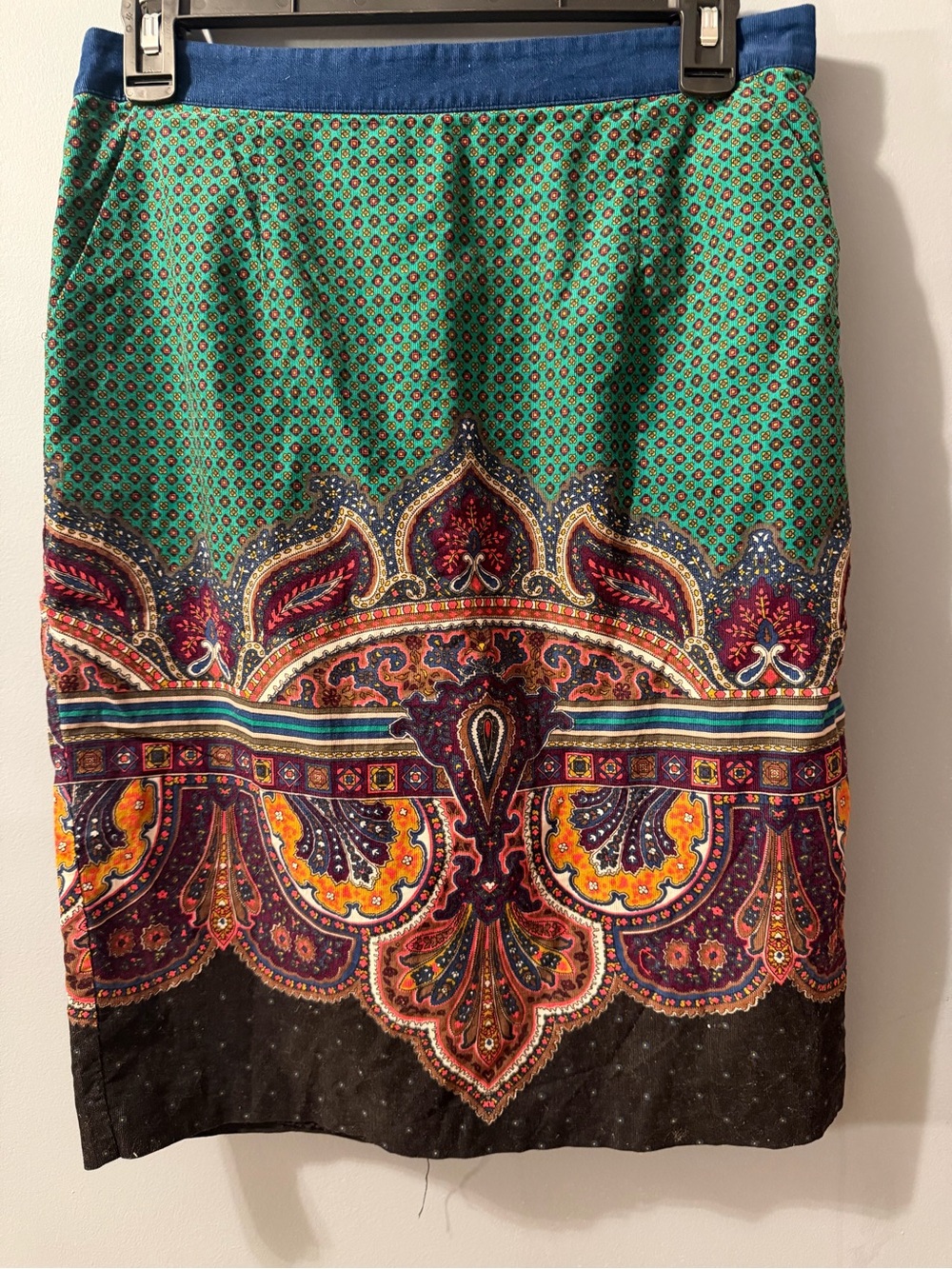 Edme & Esyllte Green Patterned Bohemian Midi Skirt